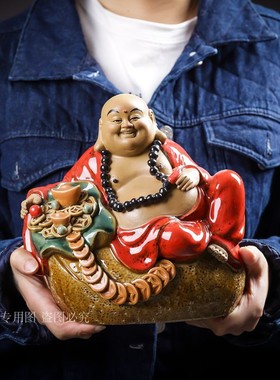 瓷器弥勒佛罗汉工艺石p湾公仔瓷器工艺品家居装饰品弥勒佛陶瓷摆
