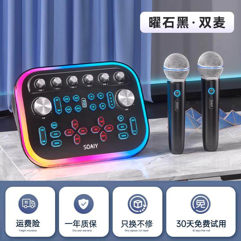 索爱SG12唱歌话筒音响一体麦克风儿童家用k歌无线蓝牙音箱家庭ktv