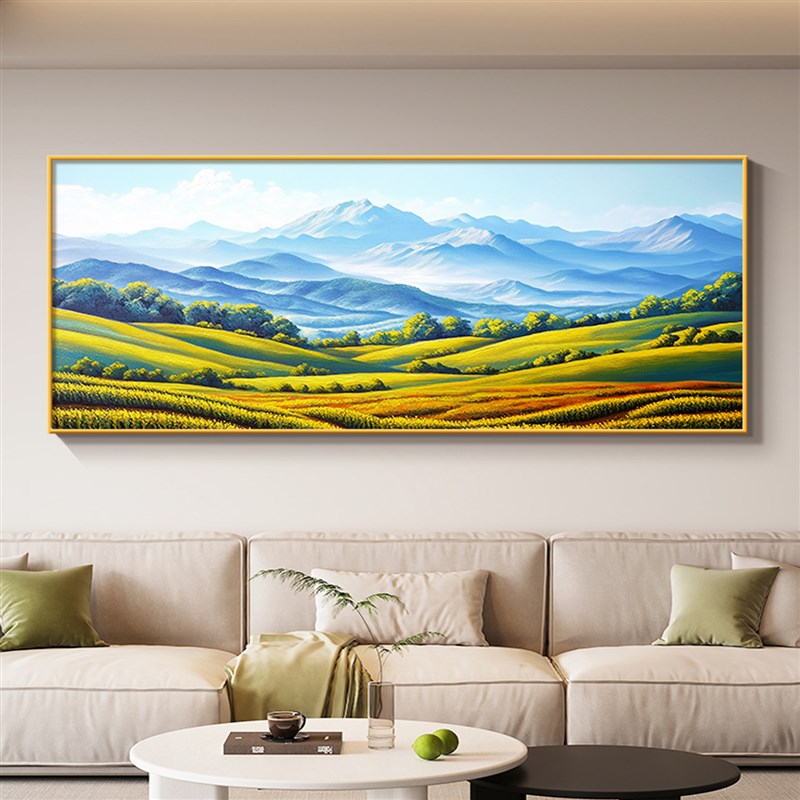 日照金山客厅装饰画新款青山图卧室挂画背有靠山2025定制山水挂画