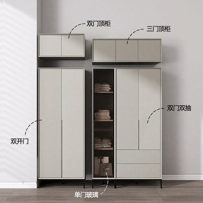 实木衣柜家用卧室成品柜组合整体柜子现代欧松板ENF收纳大衣橱柜