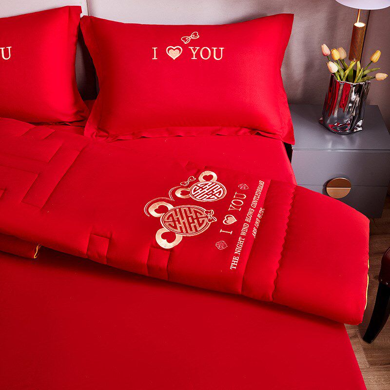 大红色婚庆床褥床垫结婚褥子垫被家用1.8/2.0m床炕被新房喜庆陪嫁