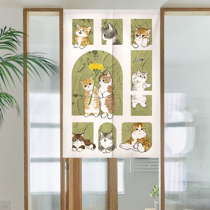 多巴胺布艺门帘房间装饰卧室卫生间 奶油风遮挡帘免打孔家用帘子