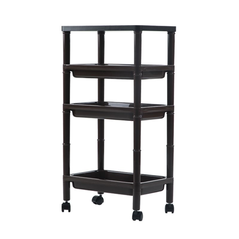 茶花四层置物架家用小手推车带轮 厨房客厅收纳架 113002