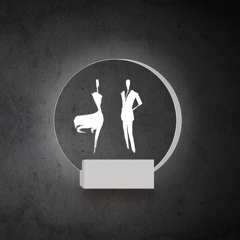 卫生间发光LOGO洗手间带灯门牌厕所WC亚克力发光提示牌男女标志牌