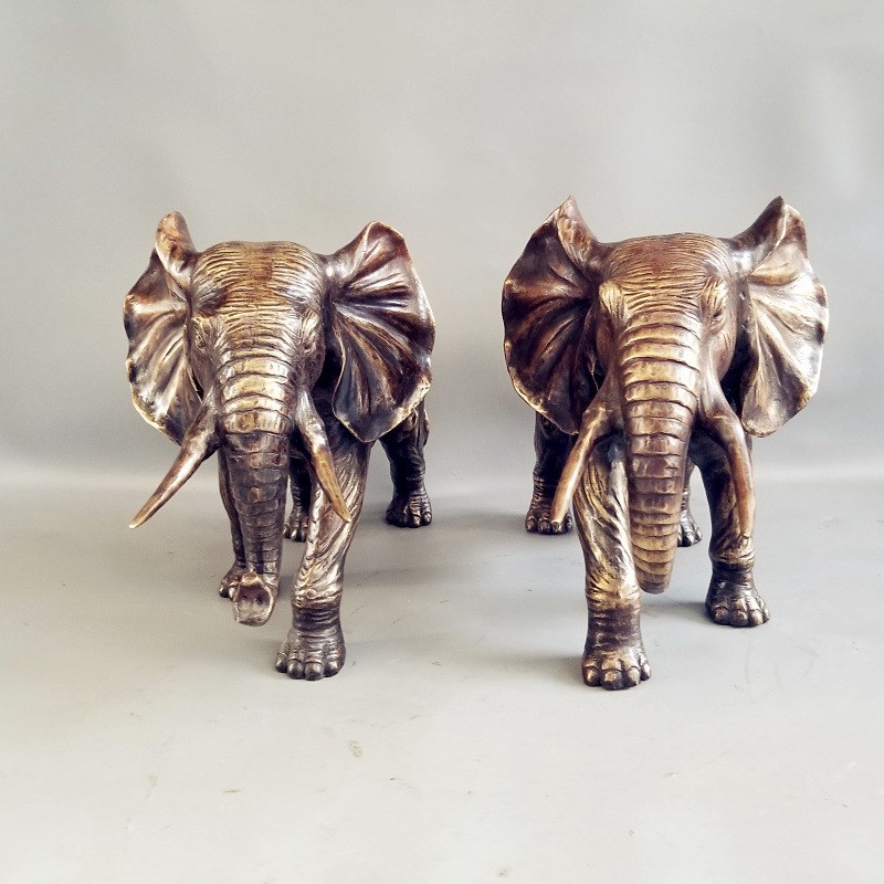 大号铜大象吸纳财福树皮铜象吉祥大象无图案工艺家居办公装饰摆件