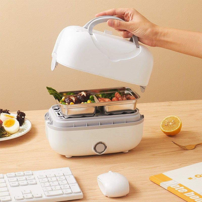 拾乐电热饭盒上班族新款保温便当饭盒可插电蒸煮热饭带饭便携礼品