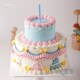 双层复古彩虹蛋糕模型2025新款 网红假生日橱窗摆设样品绢花无