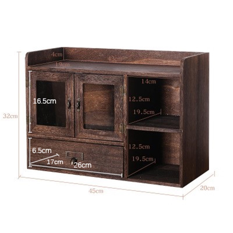 HN6R实木桌面收纳盒办公室抽屉置物架杂物整理盒小书架书橱护肤