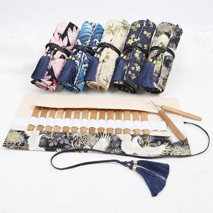 厂家15cm钩针包16孔古风编织工具包DIY配件棉布收纳包
