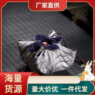 C4WB便携手工棉麻茶具茶杯建盏收纳袋旅行茶壶快客杯盖碗布袋加厚
