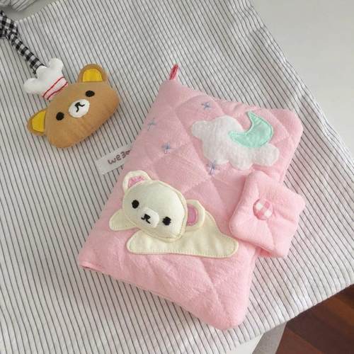 韩系手作自制手工布艺a6书衣夹棉菠萝格手账书皮余白粉砖m5活页本