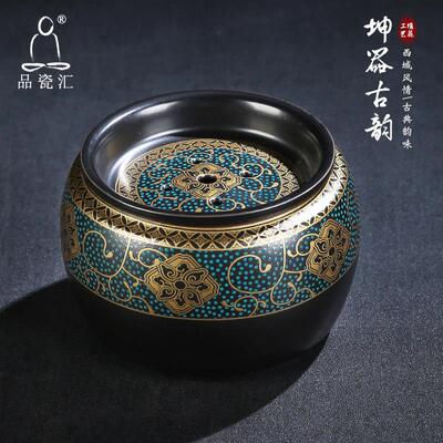 品瓷汇坤器古韵小建水茶渣废水家用茶洗带盖子茶钵覆古禅意建水配