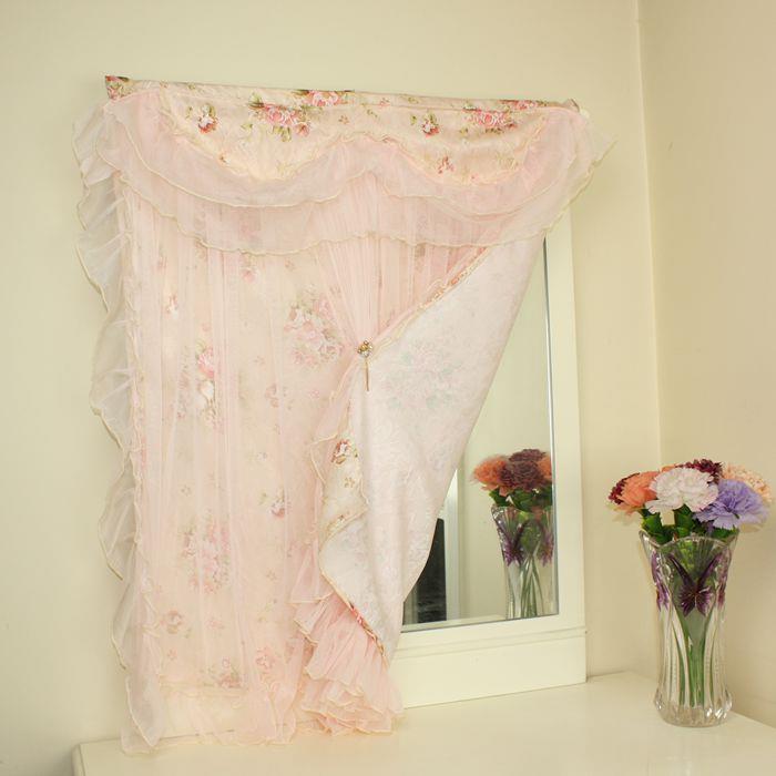 遮挡镜子帘布艺蕾丝梳妆镜帘卫生间镜子挡帘定制门帘衣柜帘书柜帘