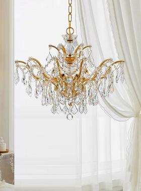 Sy全铜云花水晶吊灯欧美法式无障碍豪华大气黄铜房卧室客厅灯