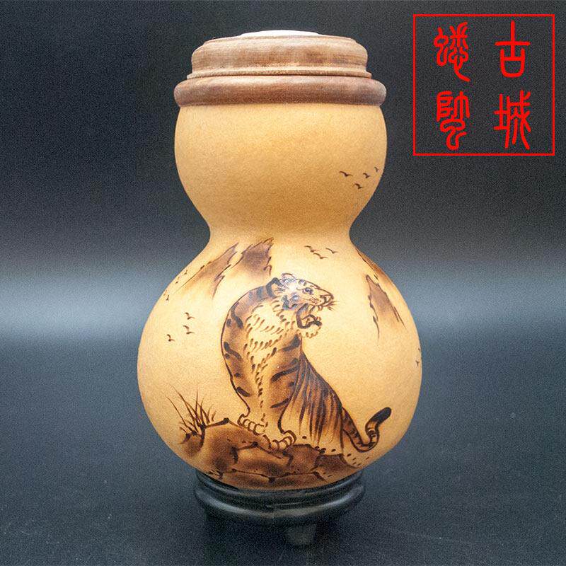 高档蟋蟀蝈蝈葫芦罐双肚烙画竹蛉蛐蛐鸣虫叫罐笼子手工包邮