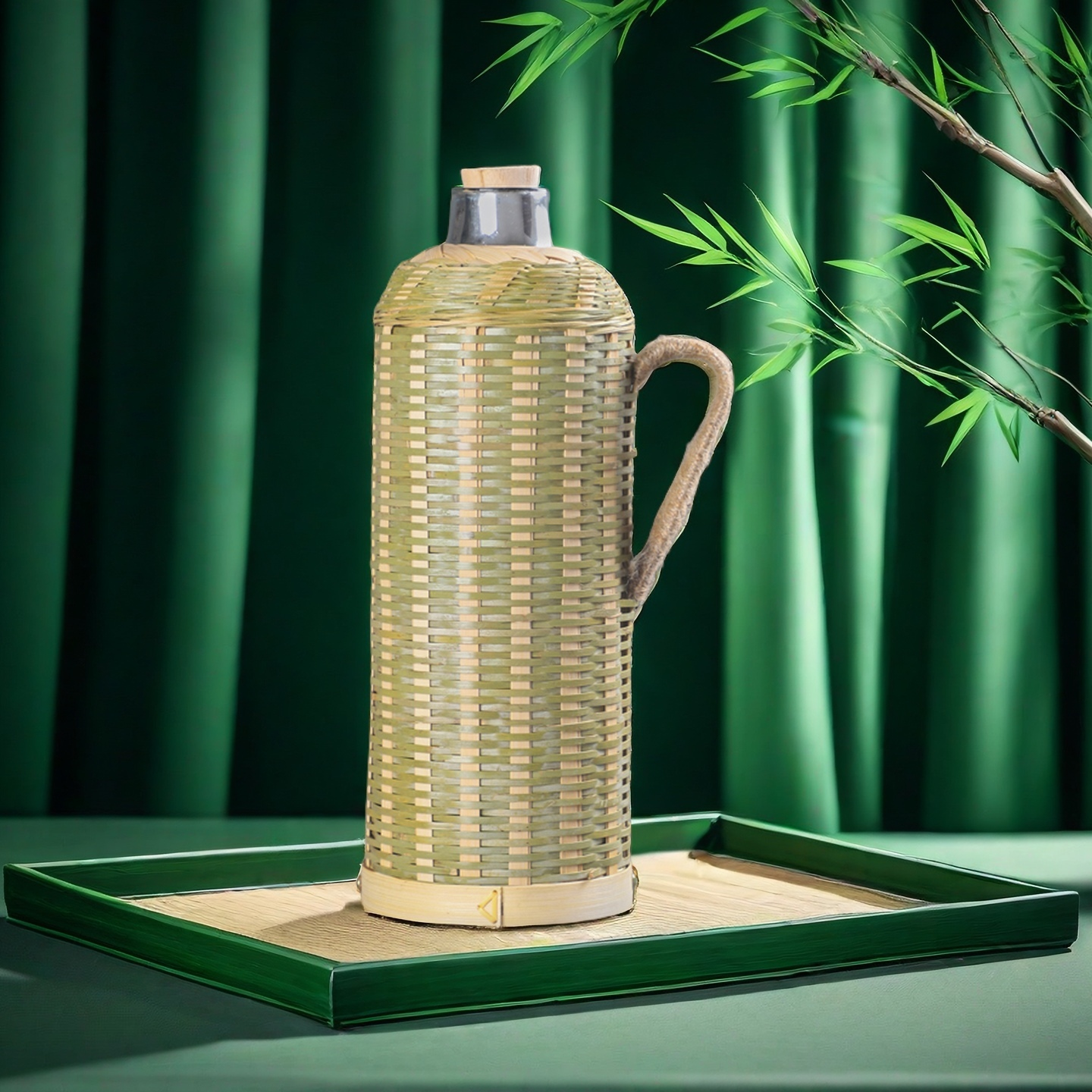 覆卮山纯手工编织竹编热水瓶