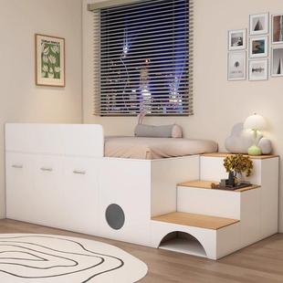 小户型高箱床省空间床桌一体套装组合卧室半高床多功能儿童床储物