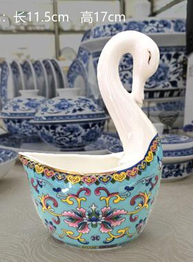 景德镇陶瓷轻奢手工描金珐琅彩瓷器勺子筒勺子笼家用沥水收纳