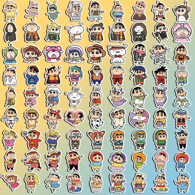 206张可爱蜡笔小新卡通贴纸高颜值DIY手账手机壳平板装饰防水贴画