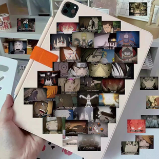 110张火影忍者奥义图贴纸水门夜凯天道超白面具diy手帐手机壳贴画