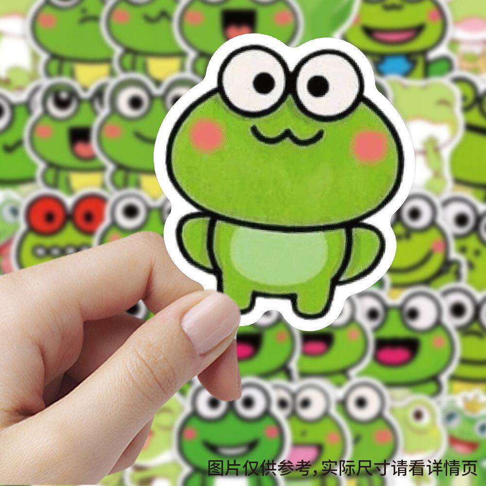 青蛙卡通简笔画贴纸可爱趣味创意桌面手机手账装饰贴画防水