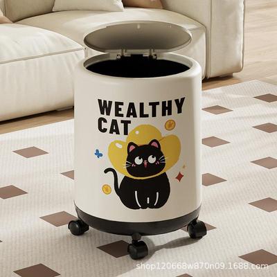 可移动垃圾桶2025新款家用客厅卧室大号容量高颜值卡通卫生桶带轮