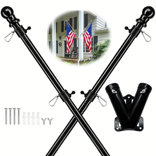 跨境壁挂户外1.8米6ft五节不锈钢旗杆防缠绕可旋转拼接斜插旗杆