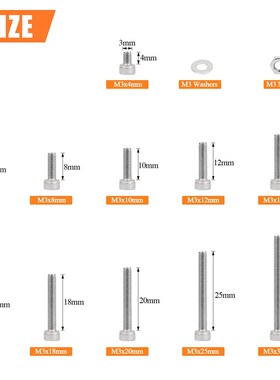跨境1280pcs 304不锈钢圆柱头内六角螺钉配平垫螺母套装螺丝盒装