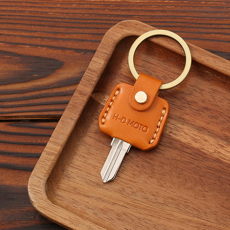 适用哈雷油箱盖钥匙包X48钥匙扣114肥仔滑翔牛皮摩托车组合钥匙套