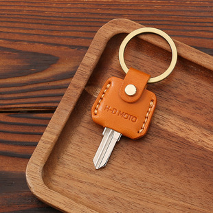 适用哈雷油箱盖钥匙包X48钥匙扣114肥仔滑翔牛皮摩托车组合钥匙套