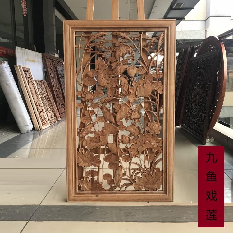 东阳香樟木横屏木雕挂件中式彷古白胚壁挂古建茶室横匾竖屏花窗
