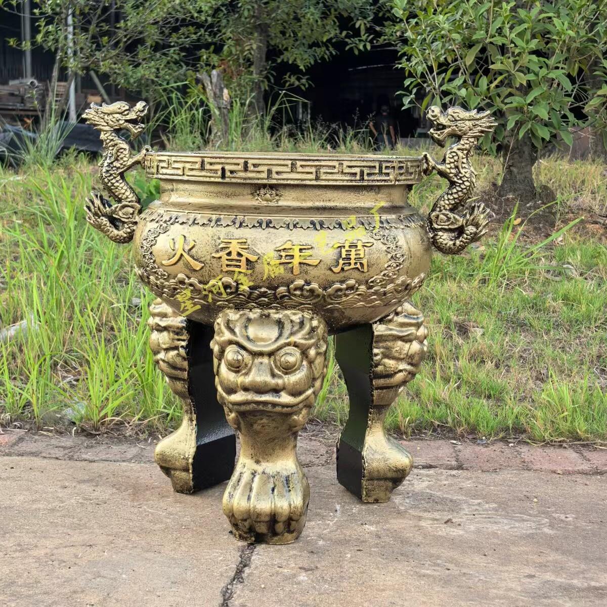 大号铸铁香炉生铁家用室外插香供奉插香烧纸寺庙祠堂佛堂社庙宗祠