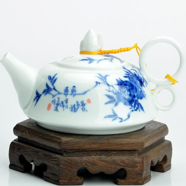 仿手绘茶壶陶瓷景德镇泡茶壶过滤泡茶器青花小茶壶功夫茶具冲茶器