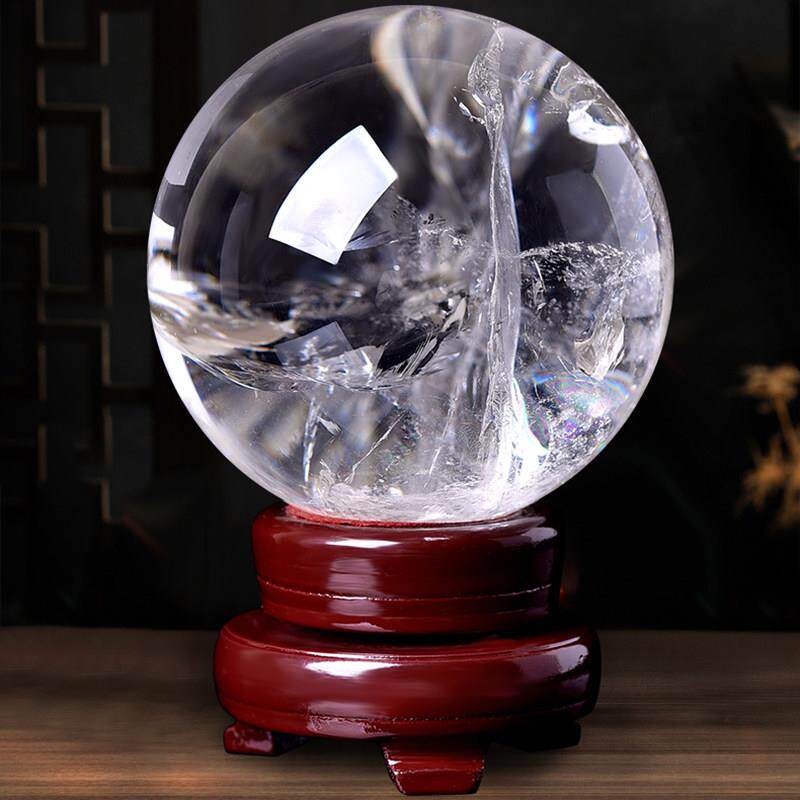 天然白水晶球摆件招财水晶球乔迁风水球办公室桌面客厅玄关摆件