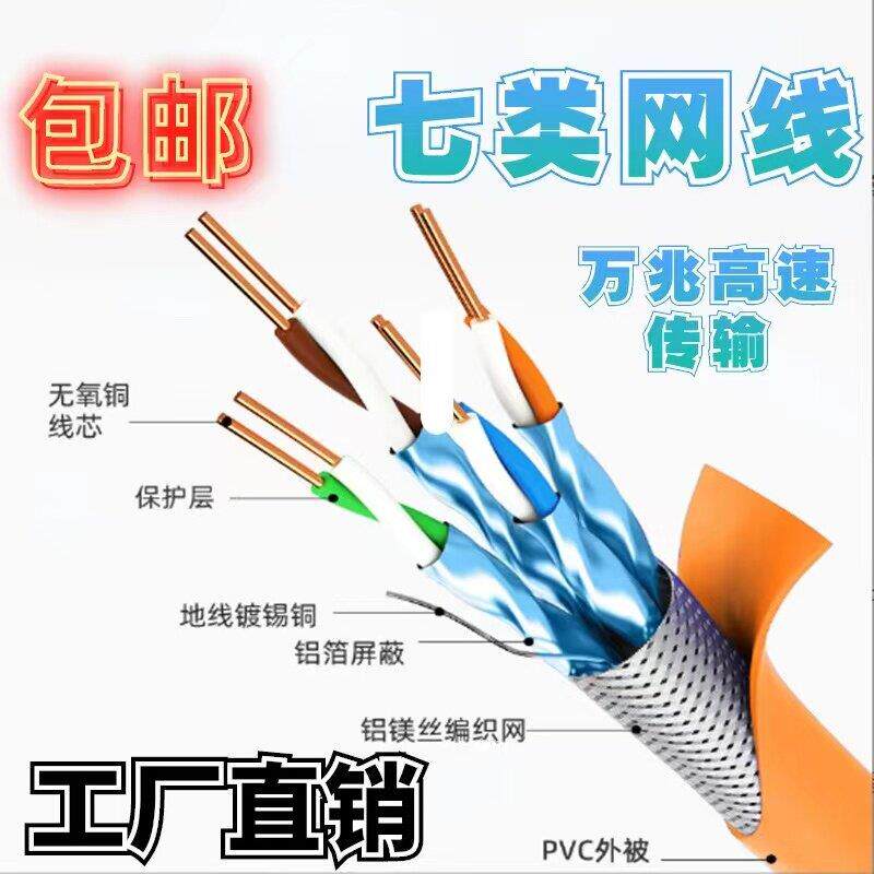 安普凯思超六七类双屏蔽纯无氧铜 poe监控室内外高速万兆家用网线