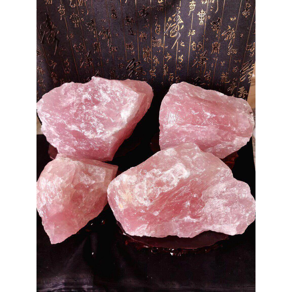 天然粉水晶原石摆件 1kg粉晶原矿标本大块晶体 玫瑰石英矿石装饰