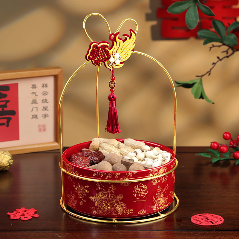 早生贵子陶瓷摆件结婚床上模具婚礼铺床干果组合婚房布置婚庆用品