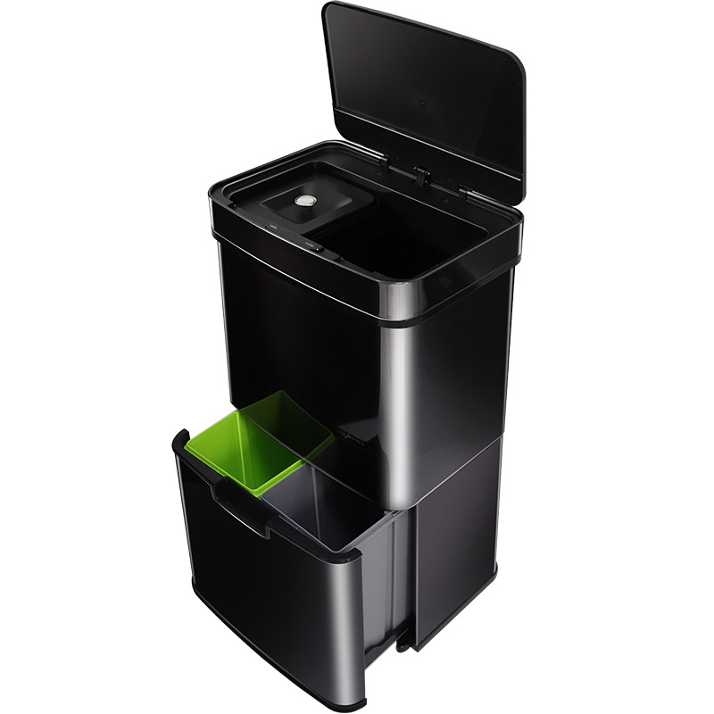 智能感应分类垃圾桶不锈钢大容量干湿分离家用厨房余客厅带盖轮高