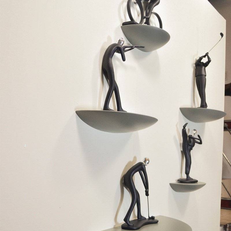 墙上置物架灰色实木半圆形隔板花架书架实木壁挂装饰店铺展览架架