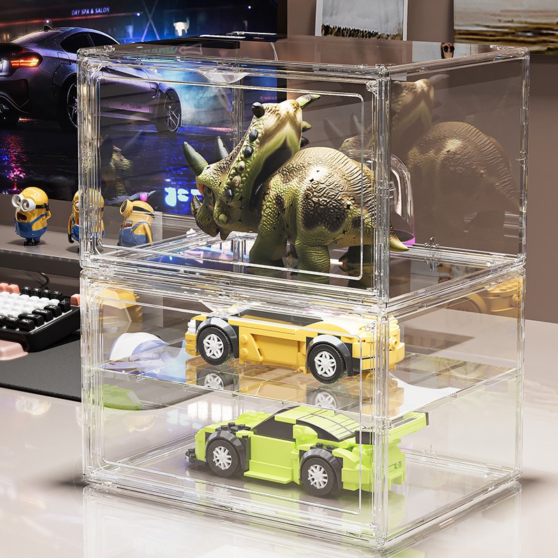 盲盒展示架收纳手办展示盒透明泡泡玛特乐柜子高亚克力收纳盒阶梯