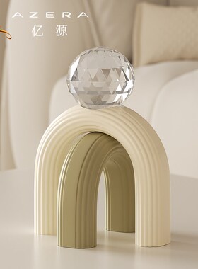 璀璨明珠高级感几何艺术摆件奶油风客厅电视柜酒柜装饰品乔迁礼品