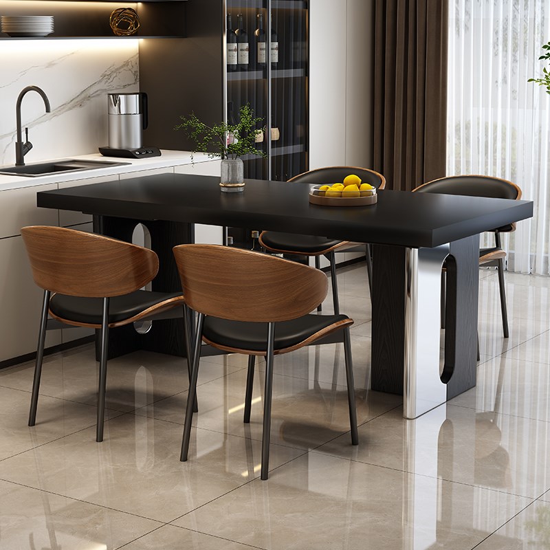 耐宅岩板b餐桌椅组合现代简约轻奢小户型家用长方形意式极简吃饭