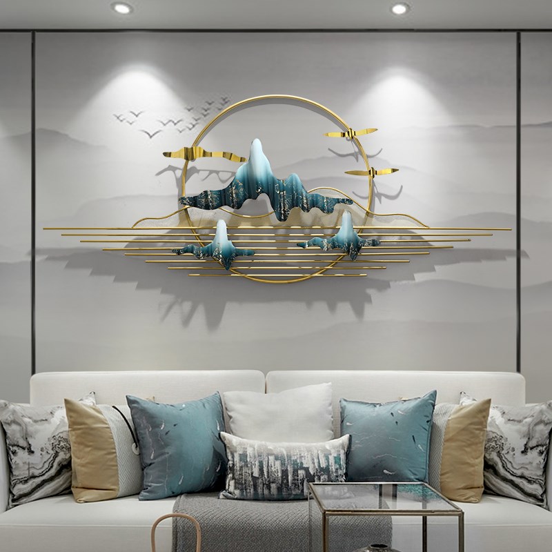 新中式不锈钢壁饰创意网红轻奢墙饰挂饰民宿卧Q室床头墙面装饰挂