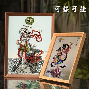 魁星点斗画像挂画独站鳌头图魁星踢斗供奉神像摆件桌面相框摆台画
