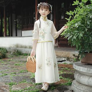 两件套超仙小女孩 2025新款 民国风汉服女童秋季 古装 中国风儿童短袖