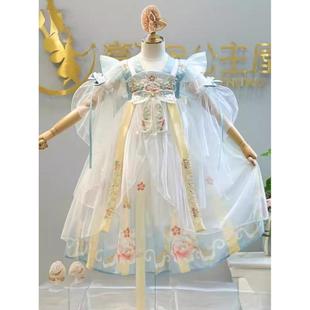 2025新款 女童连衣裙复古拼 汉服儿童中国风小女孩齐胸襦裙唐装 新款
