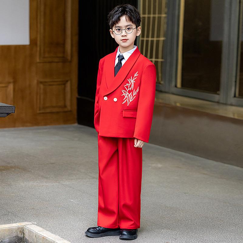 2025新款儿童西装新中式男童汉服中国风刺绣童装古风男孩演出服痞