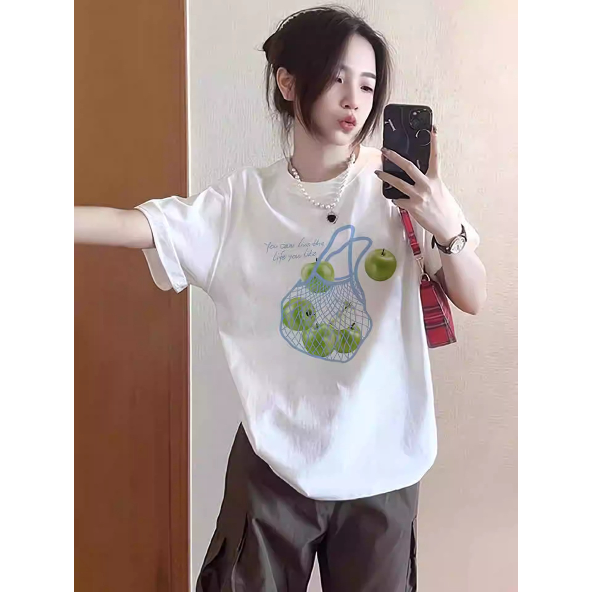 S到3XL 21支纯棉210克100棉 2026年春夏装短袖T恤女韩版印花