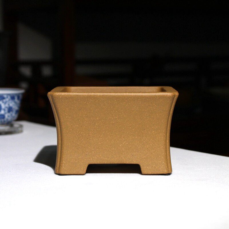 抽角收腰四方形精品紫砂花盆冯长根手工透气段泥小盆景栽多肉菖蒲