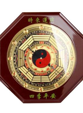 八卦罗盘钟表桃木太极钟钟罗盘钟挂钟台式钟表客厅中式